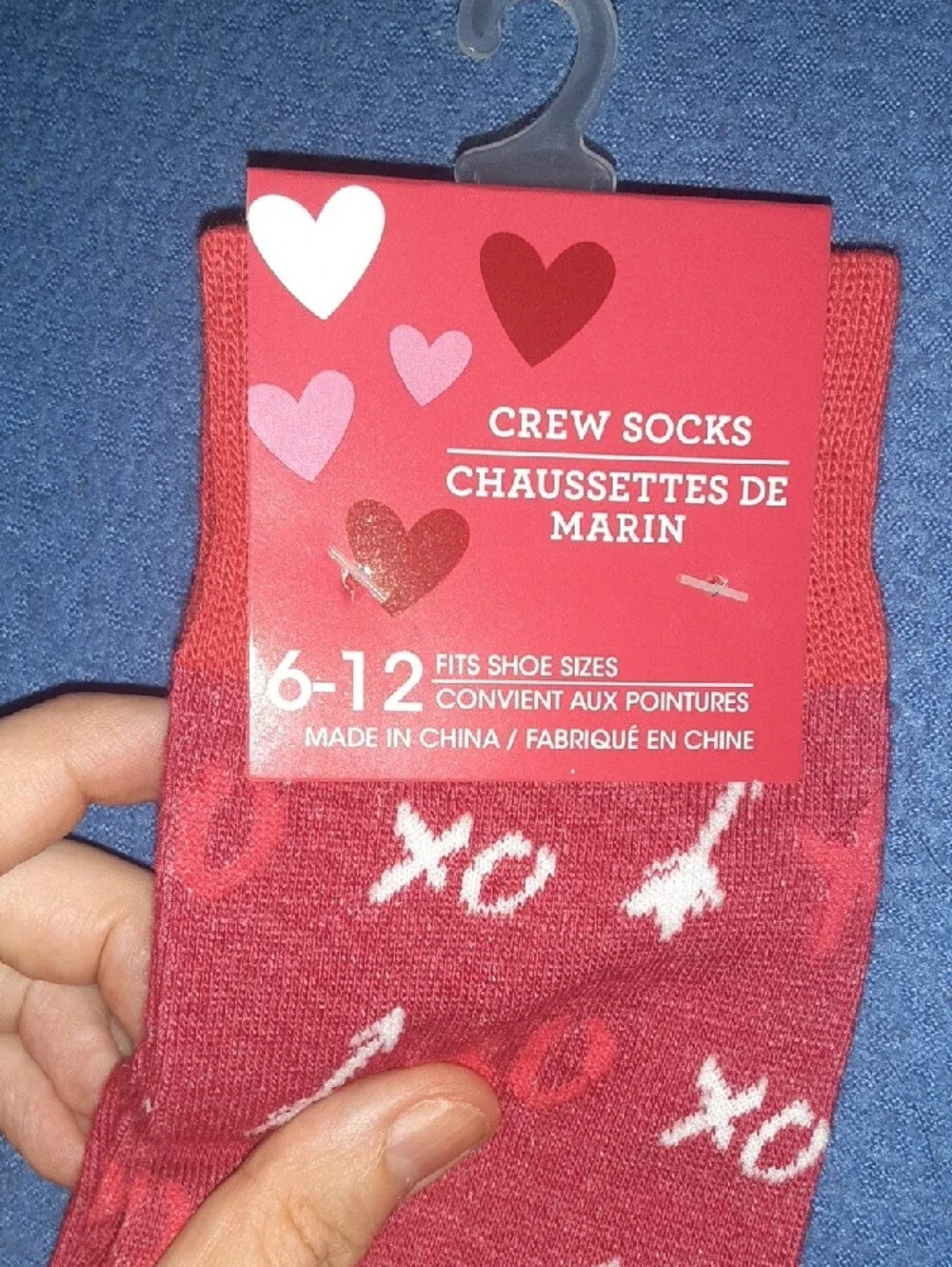 Women's Crew Socks - Red 'XO' Pattern